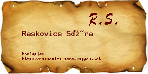 Raskovics Sára névjegykártya